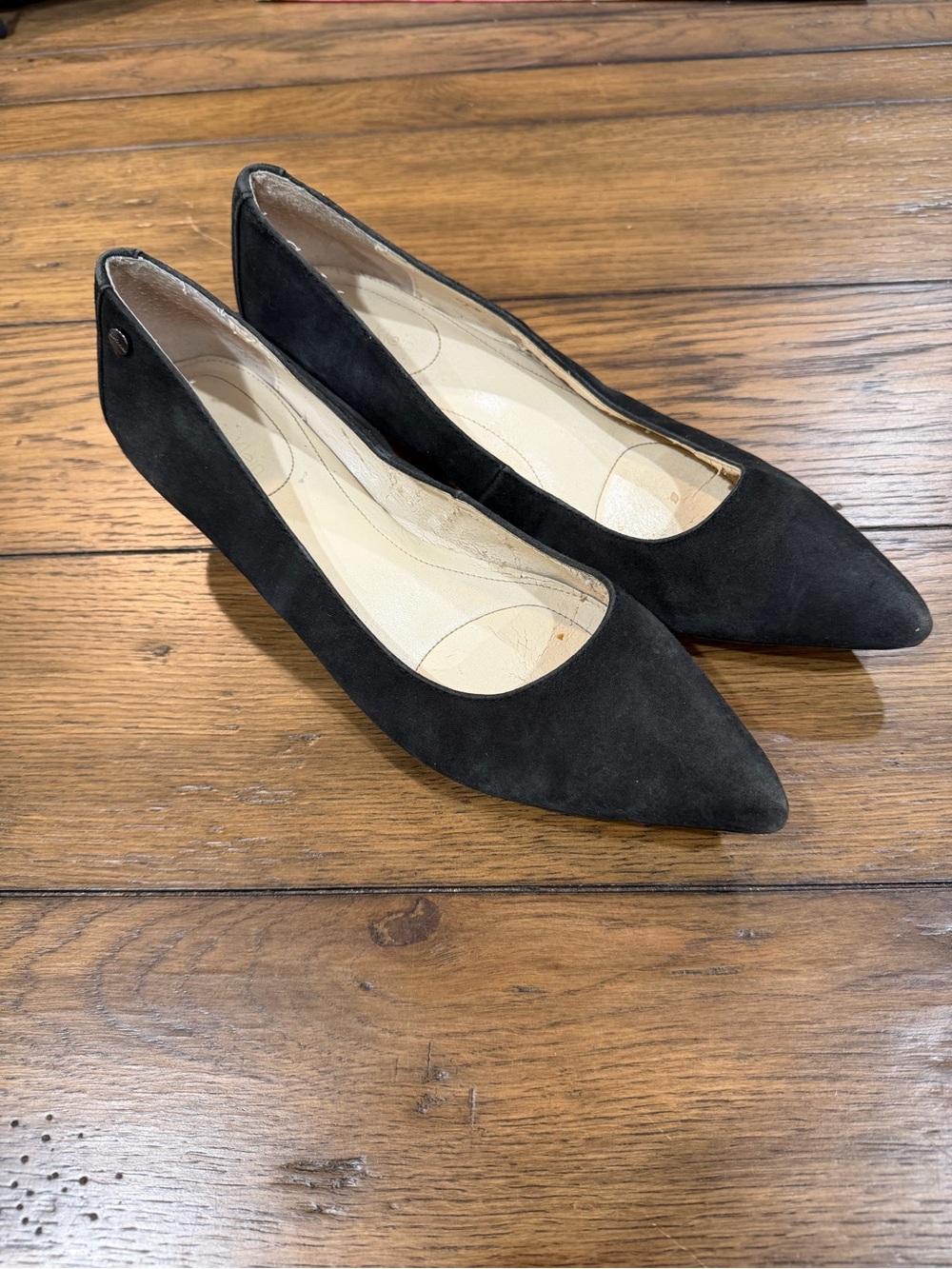 Calvin Klein Black Suede Pointed-Toe Pumps - Picture 2 of 14